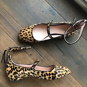 Poppy two-strap ballet flats in leopard calf hair